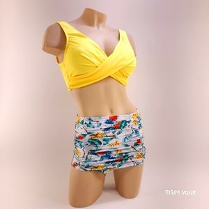 Sporlike High-waisted bikini, yellow, large